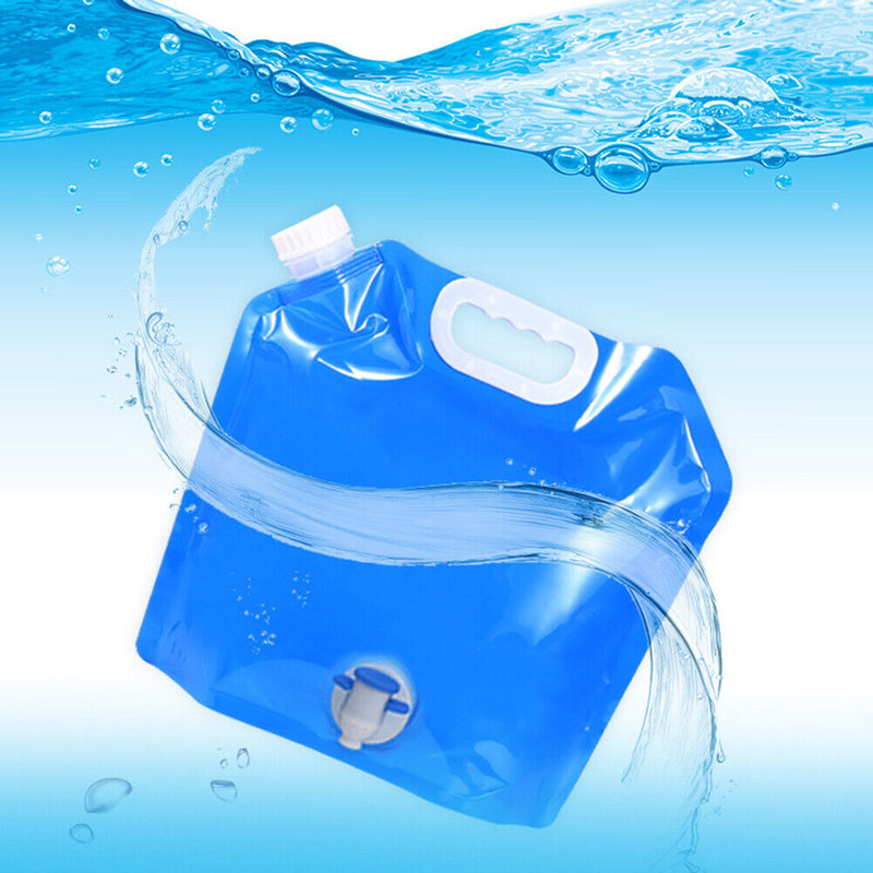 4pcs 5L+10L Collapsible Outdoor Camping Drinking Water Bag (Blue+White)