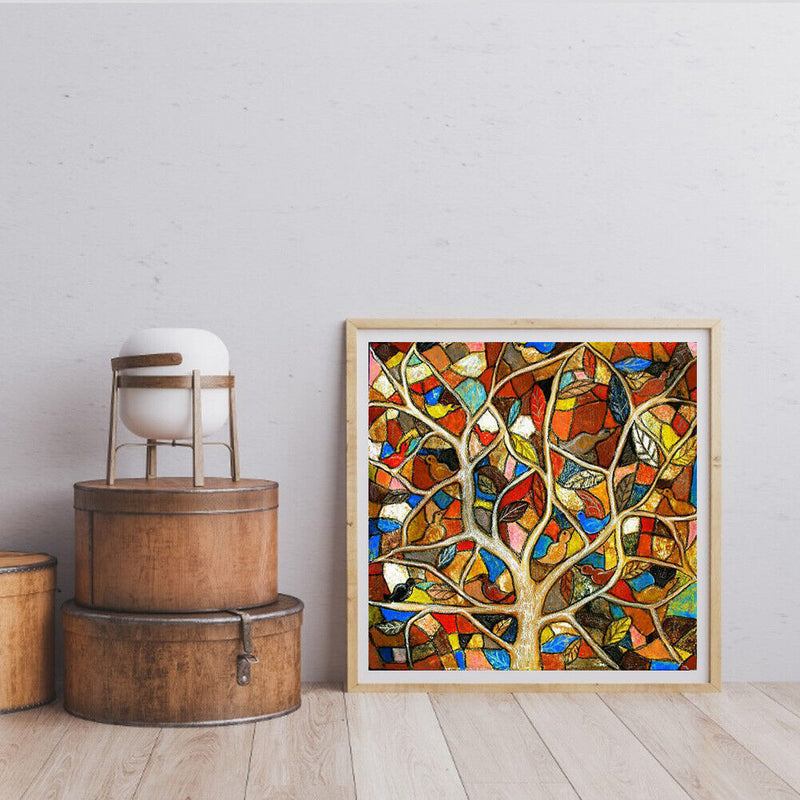 Oil Paint By Numbers Different Color Tree Frameless Picture Craft Kit for Home