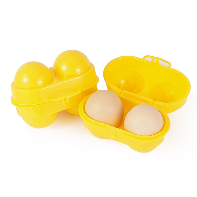 2 Grids Egg Protection Storage Box Camping Picnic Holder Container Yellow