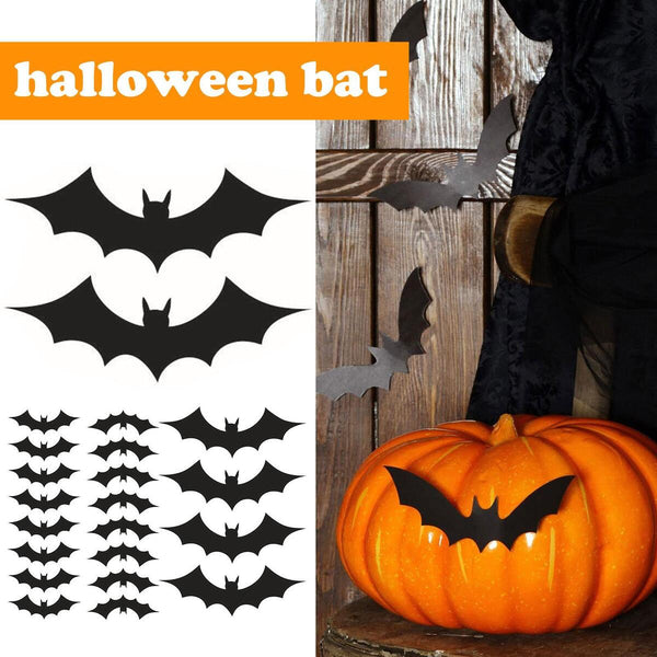 20 Halloween Stickers Bat Black Vinyl Window Decorations Spooky Party Kids Wall`