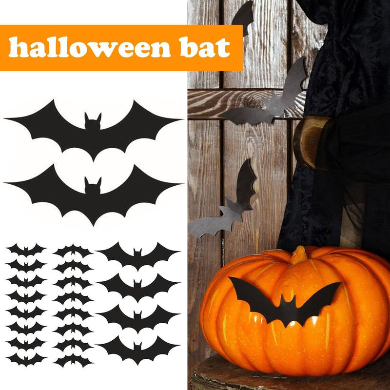 20 Halloween Stickers Bat Black Vinyl Window Decorations Spooky Party Kids Wall`