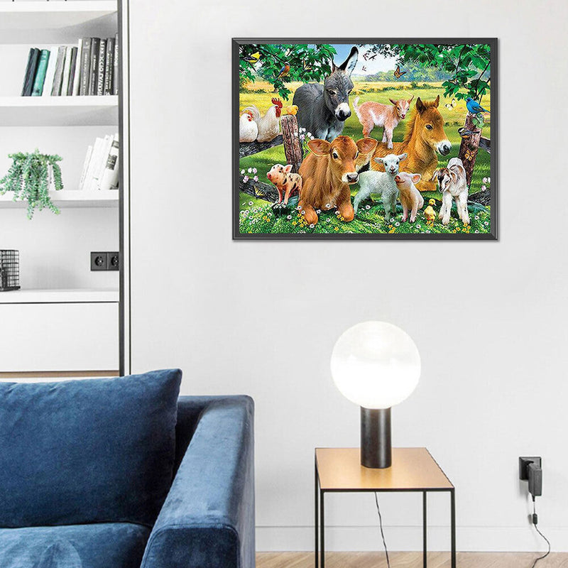 Animals on Grass Oil Paint By Numbers Kits DIY Animal Art Home Decoration Gift