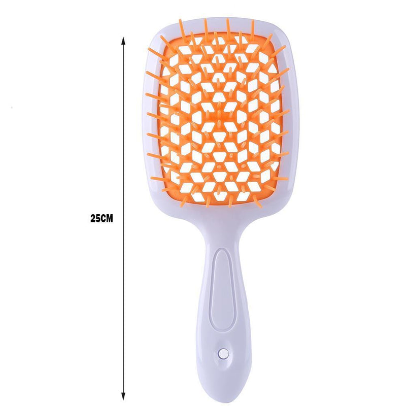 Wide Teeth Air Cushion Comb Scalp Massage Salon Hair Brush (White Orange)