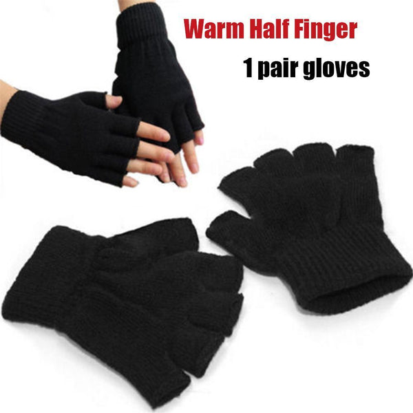 Elastic Novelty Black handwear Fingerless Gloves Half Finger Warm Knitted glove