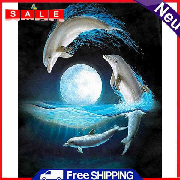 Dolphin Oil Paint By Numbers DIY Acrylic Painting on Canvas Wall Art Picture Kit