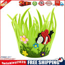 Easter Egg Carry Bucket Portable Round Nonwoven Basket Home Party Decor (A)