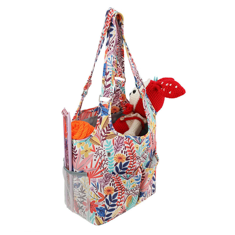 Knitting Needles Yarn Tote Case Oxford Cloth Leaf Wool Hooks Storage Bag