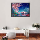 Night Peach Tree Oil Paint By Numbers Kits DIY Handpainted Canvas Picture