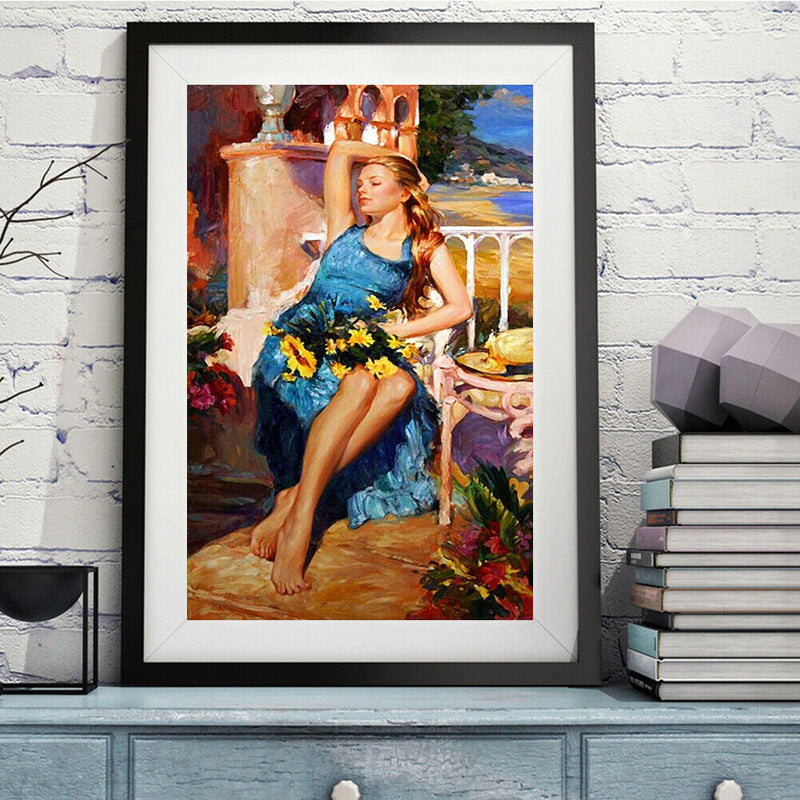 Woman Bathing Sun Pattern Frameless Digital Paint Hand Painted Oil Picture Decor