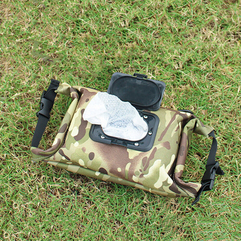 Outdoor Wet Tissue Box Canvas Towel Dispenser Hanging Storage Holder for Hiking