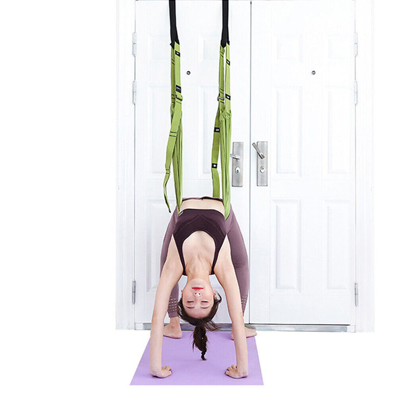 Aerial Yoga Strap Rope Stretch Leg Splits Trainer Home Gym Belt (Green) Newly