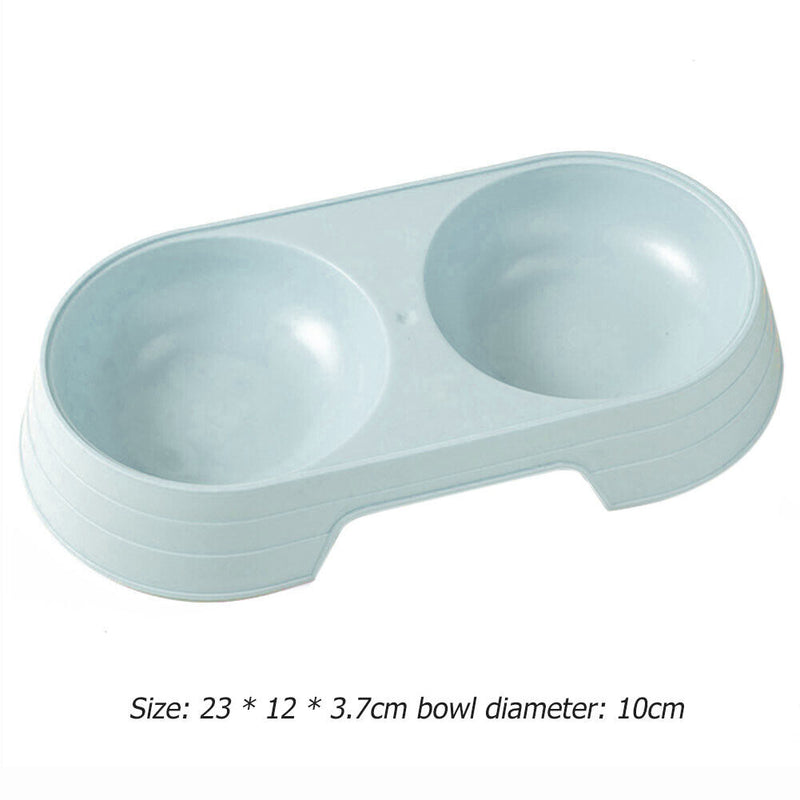 2 in 1 Pet Drinking Water Food Bowl Feeder Container Plastic Feeding Double Bowl
