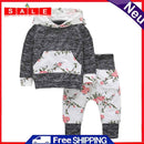 Kids Long Sleeve Floral Hoodie Pants 2pcs Cotton Clothing Set (Printed 2-3Y-2546
