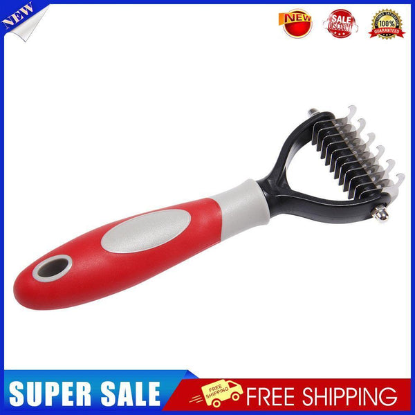 Pet Deshedding Brush Cat Dog Hair Grooming Care Comb Hair Shedding (Red M)