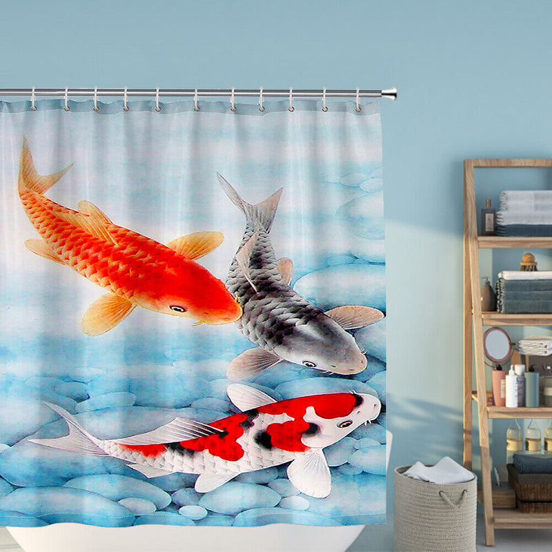 Fish Print Shower Curtains Polyester Waterproof Bathroom Home Decor 180x180