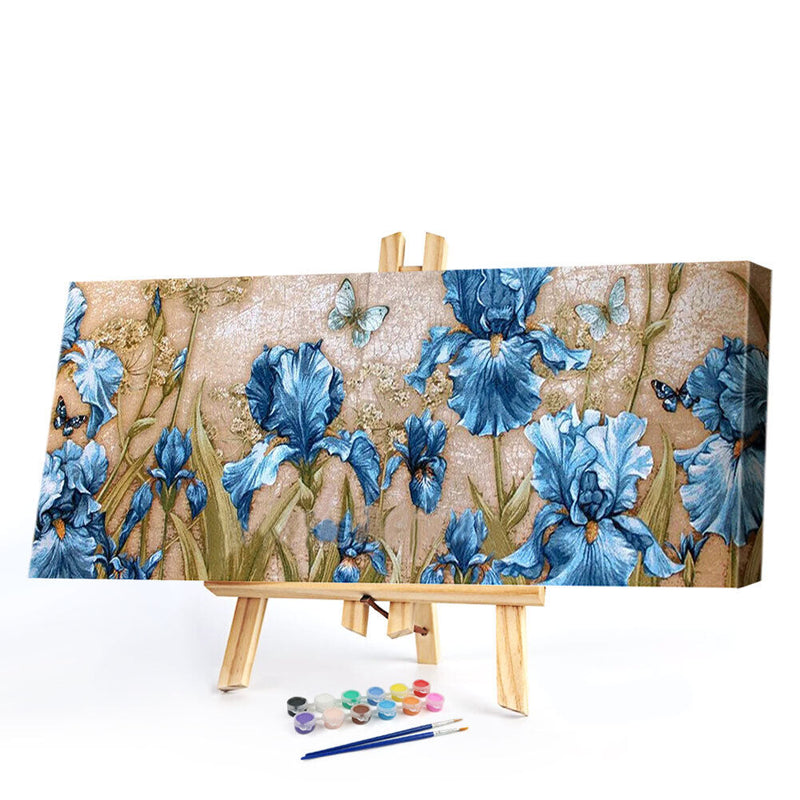 Blue Flower Oil Paint By Numbers Kits DIY Handpainted on Canvas Wall Art Pi