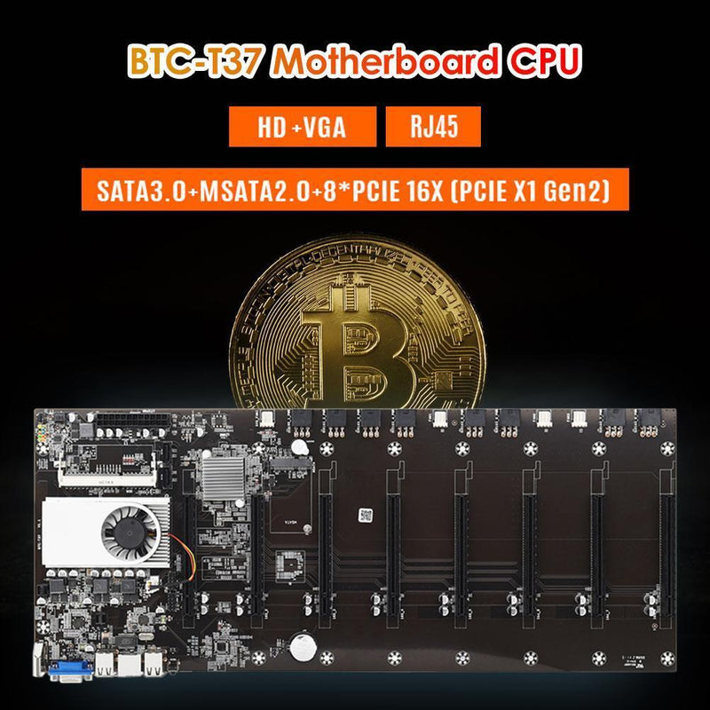 BTC-T37 PCI Express 16X Graph Card DDR3 8 GPU Mining Motherboard Set w/ CPU