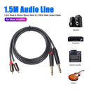 4.9ft Dual 6.35mm 1/4 TS Mono Male to Dual RCA Male Adapter Audio Cable Newly