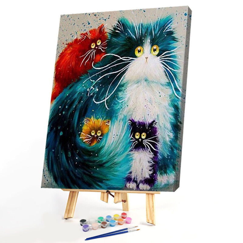 30x40cm Cute Furry Cats DIY Paint By Numbers Set Canvas Oil Painting No Frame