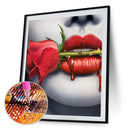 DIY Diamond Painting Rose in Mouth Full Round Drill Mosaic Picture Rhinestones