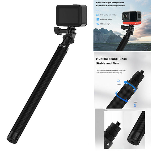 For GoPro Hero 9 8 7 6 Carbon Fiber Extendable Selfie Stick Monopod Tripod Holder