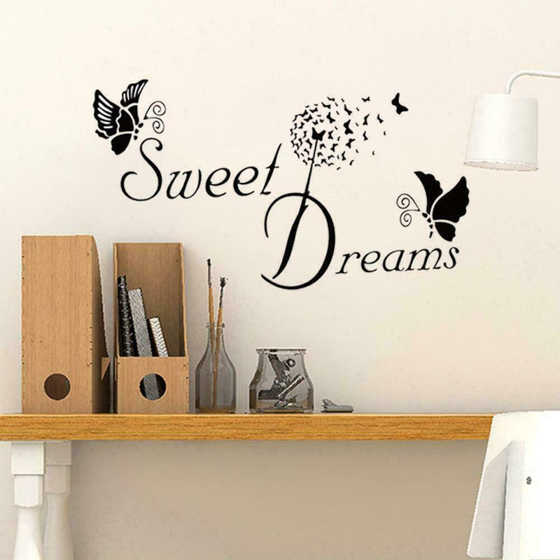 SWEET DREAMS Butterfly LOVE Quote Wall Stickers Bedroom DIY Decals 1 S6F7