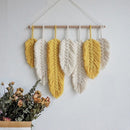 Boho Leaves Bedroom Ornaments Hand-woven Tapestry Wall Hanging Feather Wall Art