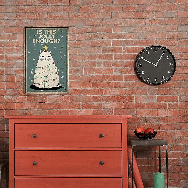 Christmas Tree Cat Plate Metal Tin Sign Plaque for Bar Pub Decorative Iron