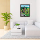 5D DIY Full Drill Round Shape Farm Cow Rhinestone Diamond Drawing for Home