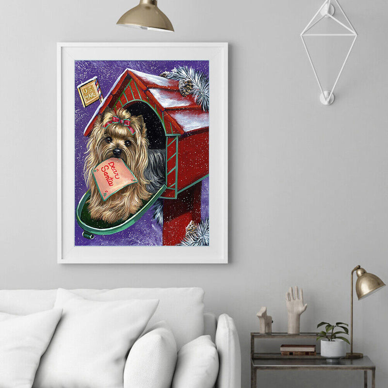 Full Drill Mosaic Craft Picture DIY Snow Dog Rhinestone Diamond Painting Poster