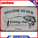 Fishing Club Sheet Metal Drawing Metal Painting Tin Wall Home Poster Room Sign