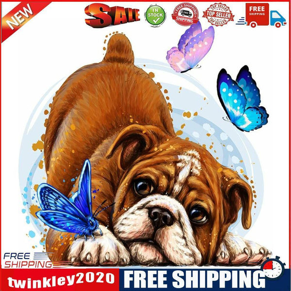 5D DIY Diamond Painting Kits Pug Butterfly Full Round Drill Wall Decor Art