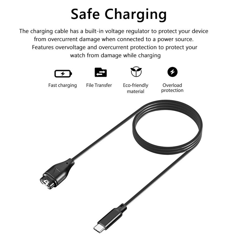 PD USB-C Charging Cable for Garmin Fenix 7 7S 7X 6 5 5X Venu 2 Sport Smart