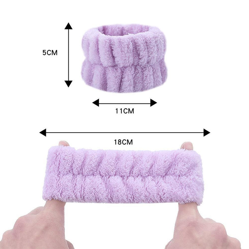 2pcs Absorbent Sweatband Flannel Waterproof for Washing Face (Light Pink)