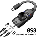 GS3 7.1 Channel Sound Card External USB Audio 3.5mm Headset Stereo for Notebook