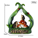 Solar Outdoor Creative Garden Decoration Ornament Yard Statue Hedgehog Mushroom