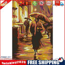 14CT Full Cross Stitch Walking in Rain Stamped DIY Printed Embroidery Kits