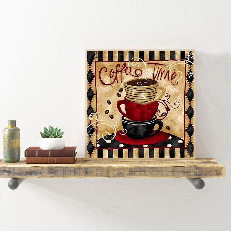 Retro Coffee Oil Paint By Numbers DIY Frameless Art Picture Decor (S281)