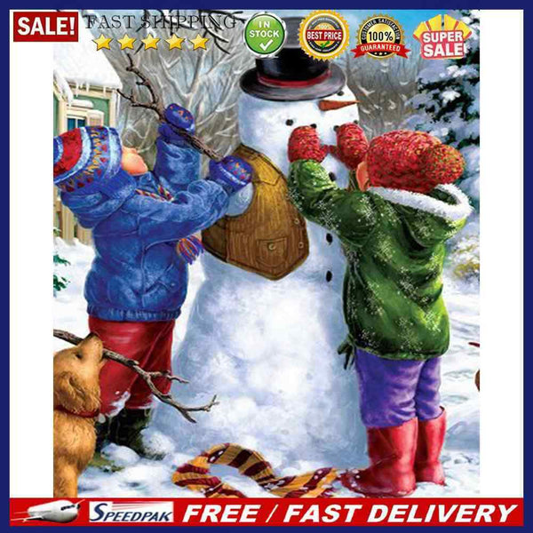 DIY Hand Painted Paint By Numbers Oil Canvas Pictures Making Snowman Kit Artw