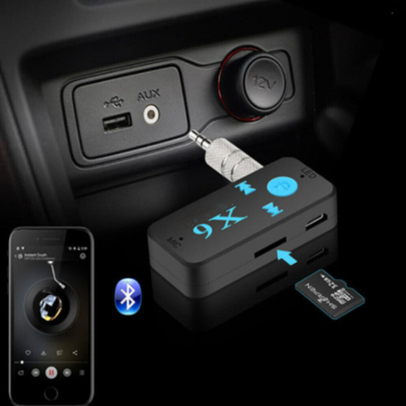 Car AUX X6 Bluetooth Receiver V4.1 TF Card Player Phone In/ 3.5mm Audio Stereo