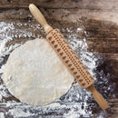 Christmas Elk Embossed Baking Cookies Noodle Roller Wooden Patterned Rolling Pin