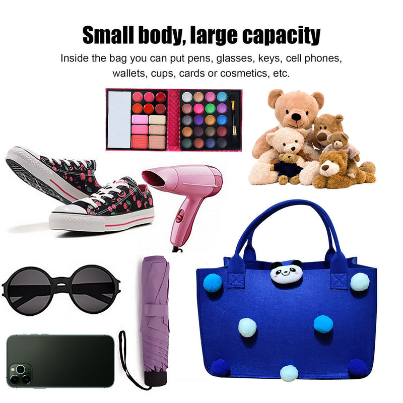 Felt Handbag - Felt Storage with Handles Cosmetics Storage Bag (Blue)