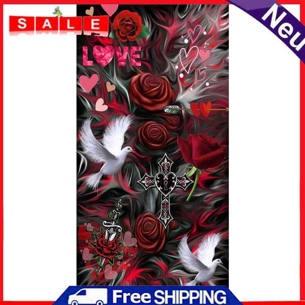 Cross and Dove on Flowers Oil Paint By Number DIY Acrylic Painting on Canvas Kit