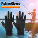 1 Pair Fishing Gloves Anti-slip 2 Fingers Cut Ice Silk Hand Protect (Black)
