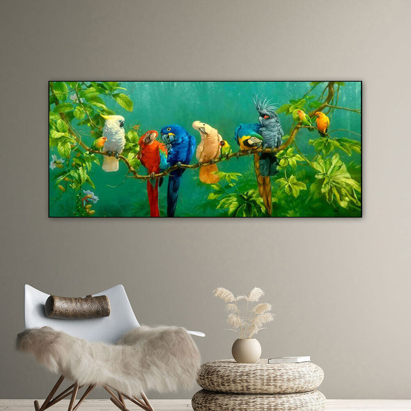 Parrots Oil Paint By Numbers Kits DIY Handpainted on Canvas Wall Animal Picture
