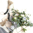 Pastoral Hemp Rope Tassel Wooden Bead String Wall Door Hanging Home Decor DIY