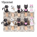 Cartoon DIY 10pcs/set Craft Photo Clips with Hemp Rope Wooden Clips Hanging
