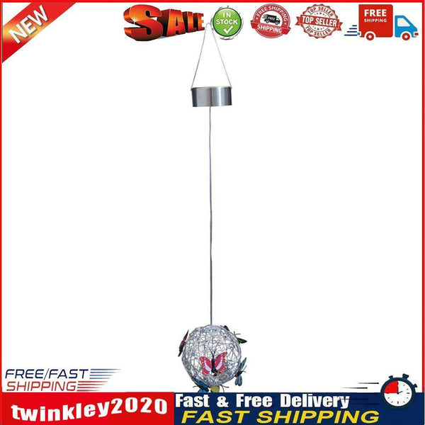 LED Solar Butterfly Ball Hanging Tree Light Outdoor Garden Yard Decor Lamp Newly