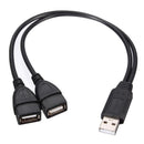 High Speed USB 2.0 Hub Cable Adapter Y Splitter Male To Dual Female