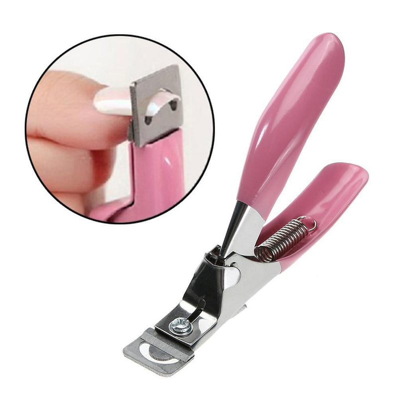 Manicure Cutter Clipper False Nail U One Word Cut Stainless Steel (Pink)